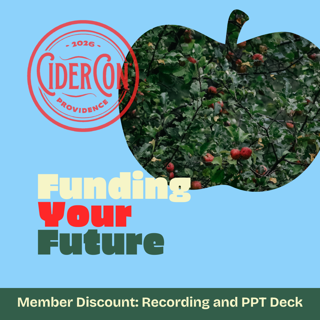 CiderCon 2026 session: Funding Your Future. Member discount code and link to the session recording and ppt deck.
